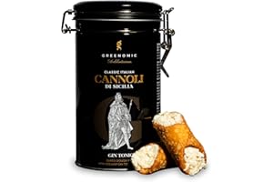 ‎GREENOMIC Greenomic - Cannoli-Siciliani - 200g - ideal als Geschenk - gefüllt mit zarter Gin-Tonic-Cremefüllung - einzeln verpackt in charmanter Geschenkdose - italienisch-sizilianisches-Gebäck