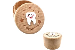 QZKJQDD Milchzahndose, Zahndose Milchzähne Jungen, Zahndose Milchzähne Mädchen, Bedruckt mit 3D-Cartoon-Zahnmuster milchzahndose, Kreative Tauf- und Geburtstagsgeschenke für frischgebackene Eltern