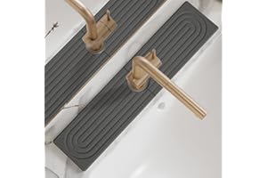 BDYLYS Stone Drying Mat for Bathroom | Ultra-Absorbent Diatomite Sink Mat | Premium Stone Splash Guard for Kitchen & Bathroom Faucets | Quick-Dry Countertop Protector (Dark Gray, 40 * 10cm)