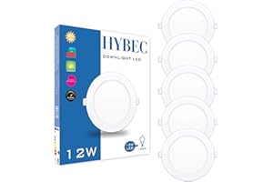 CLAR Hybec - Downlight LED techo empotrable, Foco LED Interior techo, Driver incluido, Luz Neutra 4000ºK 12W (Pack 5)