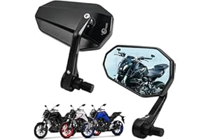 LOKLISUM Retroviseur Moto Embout de Guidon, 7/8" Aluminium Rétroviseu Moto Latéraux Miroirs Arrière Compatible avec Yamaha MT03 MT07 MT09 MT10 MT15 MT125 XSR700 XSR900 FZ1 FZ6 FZ6R XJ6 (Losange)