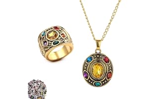 Zaky Thanos Lot de 22 colliers et bagues en cristal pour homme