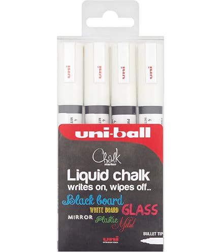 Uni PWE-5M Kreidemarker – Whiteboard Marker Nicht Permanent – In Gold, Silber & Weiss – 3er Set Für Tafeln & Fenster