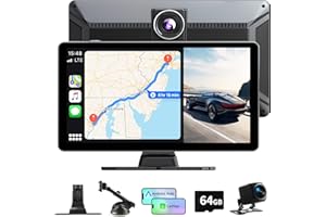 Tallflly Radio Coche Bluetooth de Carplay Android Auto Inalambrico, 9 Pulgadas Pantalla Coche con Dashcam 4K/Cámara Trasera HD 1080P/FM/AUX/64G TF/Mirror Link/Control por Voz/Navegación GPS