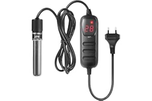 FEDOUR 25W Mini Aquarium Heizstab: Digital Aquariumheizer für 1-25L Fisch Tank/Schildkröte Tank, Aquarium Heizung mit Temperatur Controller, für Salzwasser und Süßwasser