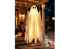 Halloween dekoration spöke, halloween hängande spöke gunga med ljus och timer fjärrkontroll, LED-spöke för Helloween dekoration