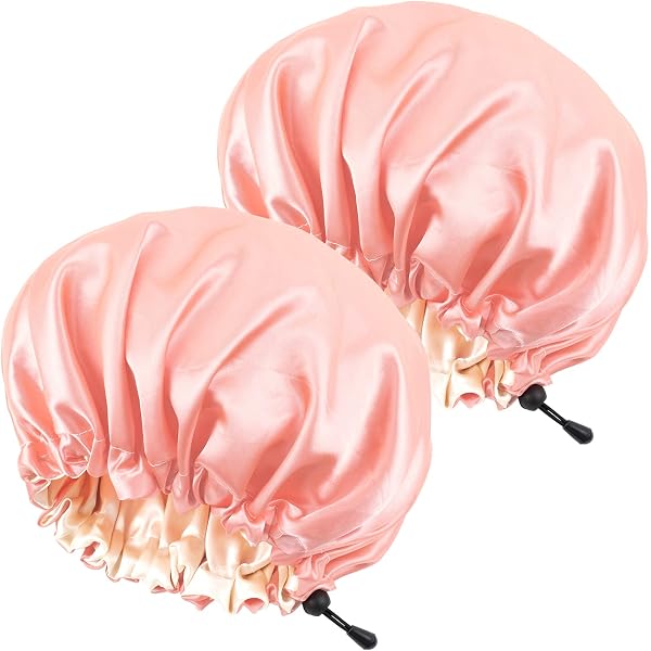RERYOU Satin Schlafhaube – Extra Groß, Doppellagig & Verstellbar, 3 Stück In Schwarz, Lila, Pink