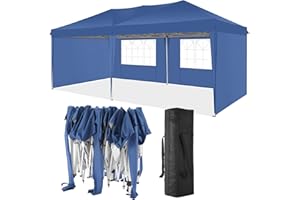 TOOLUCK Gazebo 3x6 with 4 Removable Sidewalls Pop up Gazebo for Parties Waterproof UPF50+ Protection Commercial Gazebo with Carry Bag, Blue