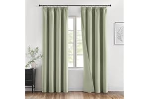 MIULEE Cortinas Opacas con Cinta Fruncida 2 Piezas 140x245 CM, Verde Salvia Cortina Ventana Dormitorio Modernas Cortina Anti Luz, Salon Cortinas Opaca Termica Aislante Habitacion Modernas