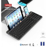 Lenovo K550 Dual-Mode Kablosuz Klavye - Bluetooth + 2.4GHz, Entegre Tablet ve Telefon Standlı, Sessiz Tuşlar, Q T&uuml;rk&ccedil;e, Siyah