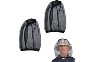 LILIKAI 2 PièCes Filet Anti Moustique TêTe Midges Couvre-Chef Pour Amateurs De Plein Air Campings ProtèGe Contre Les Moustiques Et Autres Mouches Visage Masque Moustiquaire Head Protection Maille Avec Chapeau