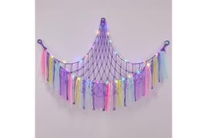 Ellaseek Hamac de rangement pour jouets en peluche pour animaux en peluche, filet à suspendre, organiseur en macramé doux pour chambre de fille, accessoires de chambre d'enfant, décoration de chambre
