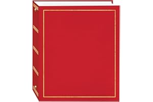 PIONEER PHOTO ALBUMS Album Photo magnétique à 3 Anneaux, Auto-adhésif, 100 Pages (50 Feuilles), Rouge