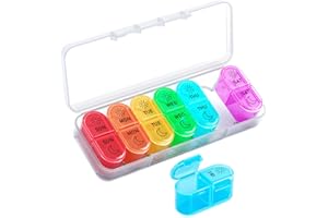 Betife Pill Box Organiser 7 Day 2 Times a Day, Weekly Tablet Organiser AM PM, Daily Dossett Pill Case with 14 Large Slots for Medicine, Travel Medication Organizer for Vitamin Supplement (Clear)