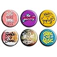 exciting Lives - Funky Fashion Badges Set Of Six - Gift for Birthday, Travelers, Party - Gift for SIster, Brother, Friend, Relative, Family