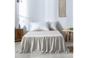 Btstil Bettvolants, Betthusse Beigegrau 180x200cm Aus Hochwertige Bio-Baumwolle Bettrock, Höhe 45cm, Soft Brushed (180x200cm)