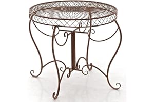 CLP Table Ronde de Jardin Sheela- Table de Jardin Design en Fer Forgé - Table de Terrasse Style Antique avec Diamètre Ø 76 cm - Meuble de Jard, Couleur:Marron Antique