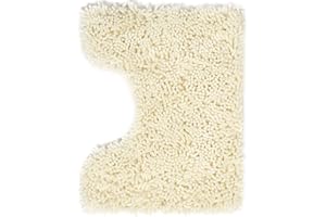 Poligono Alfombra baño de Microfibra, Alfombrilla de WC Forma U 70 x 120 cm, Suave, Antideslizante,Beige