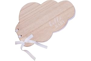 Ginger Ray Wooden Hello Baby Cloud Baby Shower or Christening Guest Book with White Ribbon