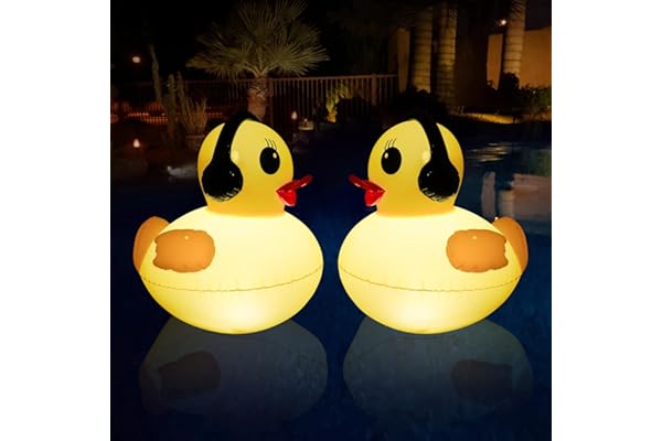 Lampe Solaire Flottante pour Piscines, Lumière Piscine Étanche Flotante de 42cm, Lumiere Piscine LED Canard Embrasé, Lumière Solaire Bassin Gonflables pour Piscines, Étang, Jardin-2 Pièces