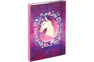 BAAGL Cartella portadocumenti per la scuola A4 – Cartellina portadocumenti per bambini con elastico e alette interne – Cartella portadocumenti con elastico per ragazze