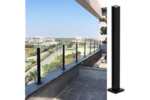 CVTER Palo per Balaustra in Vetro Nero - 65cm per Ringhiere in Vetro Topless per Terrazzo, Gradini, Balcone, Piscina, Giardino, Scale Sel Patio - In Acciaio Inossidabile