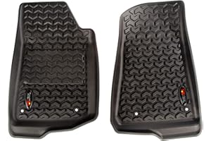 Rugged Ridge Vordere Bodeneinlagen für Jeep Wrangler/Gladiator, Paar, All-Terrain, schwarz, 12920.36, passend für Jeep Wrangler JL 2018–2024, Jeep Gladiator JT 2020–2024