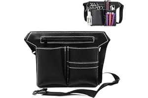 LZYDKH Friseur Werkzeugtasche, Friseurtasche Pu Leder Gürteltasche Werkzeug Barber Scherentasche Professionelle Salon Bauchtasche Verstellbare für Haarkämme Kämme Klipse Razor