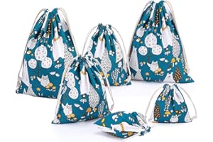 ABARÍA abaria 6 pz Sacchetto Coulisse Cotone, piccolo Organizer Borsa per Giocattoli, Valigia Bambini, Abbigliamento per neonati, orso blu