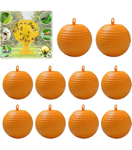 15 Pièges à Mouches Collants – Boules Jaunes, étanches, Résistantes UV – Pour Intérieur/extérieur, Jardin, Verger, Marché