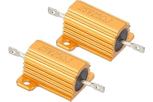 PATIKIL 2 Stk 25W 25 Ohm 5% Toleranz Aluminum Gehäuse Widerstände Set Widerstand Sortiment mit Schrauben Drahtgewickelte Potentiometer Leistung für Maschinen Elektronik DIY Projekt Golden