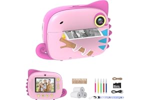 TIATUA Macchina Fotografica Bambini Istantanea, 2.0 Pollici Schermo 20MP/1080P HD Videocamera, Fotocamera Digitali Stampa Istantanea per Bambino con 32GB Scheda SD, Regalo per Bambini dai 3-12 Anni