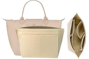 XSDSLS Organisateur de Sac en Feutre Organiseur de sac à main pour sac Le pliage Femme Organiseur de sac Rangement pour Sac Longchamp (Beige, L)
