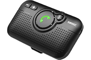 Hands Free Car Phone Kit Bluetooth, SUNITEC Bluetooth Speaker for Car, AUTO Power ON, Support Siri Voice Assistant, 3W Speaker Handsfree Calling Kit with Visor Clip