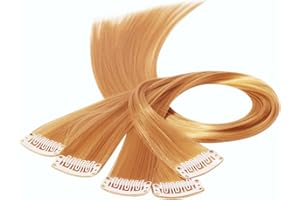 Beauty7 DIY Farbige Haarverlängerungen haarsträhnen zum einklipsen Bunte zum einflechten mit Haarclips strähnchen clip in extensions Haarteil Perücken Highlights Hair für Frau 50cm 5stk Dunkel Gelb