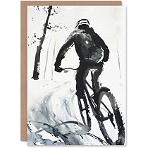 Grußkarte Für Radfahrer – Wasserfarben-Design, Blanko Innen, 17,5 X 12,5 Cm