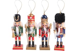 CutitiUU Soldados de Cascanueces de Madera,Muñeco Tradicional Navideño Cascanueces de Madera,Cascanueces Soldado de Navidad,Figuras de Cascanueces de Navidad,Multicolor (12 CM Soldado Nogal*4)