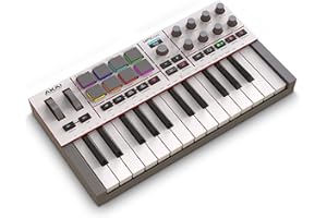 Akai Professional MPK Mini IV Klawiatura MIDI USB-C dla Początkujących i Producentów- Pady Perkusyjne MPC, Koła Pitch & Mod, Oprogramowanie do Produkcji, Pakiet Pźwiękowy Native Instruments, Szary