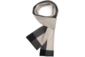 Gucass Echarpe Homme d'Hiver, Écharpe Homme Cachemire Chaude Douce et Élégante, 5% Laine Mérinos, Classique à Carreaux Foulards, 180 x 30 cm