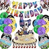 RANJIMA Decorazione del Partito del Videogioco, Decorazioni Compleanno, 46 Pezzi Kit Compleanno Fortnite Inclusi Banner di bu