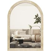 HOMCOM Arched Wall Mirror Frame Imitation Stone 60 x 90 cm Beige | Bathroom Mirror, 3 Levels, Modern Style for Living Room, B