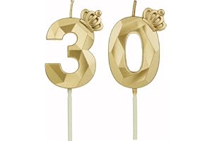 DTXLX Geburtstagskerzen Zahlen 30 mit Krone，3D Kerzen Geburtstag für Kuchen geburtstagsdeko, Geburtstag Kerzen Zahlen, Geburtstagskerzen Kinder für Partys, Hochzeiten, Firmenfeiern, Jubiläen (Gold, #30)