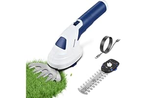 Neulriscn 2 in 1 Cordless Hedge Trimmer and Grass Shear, 7.2V Electric Grass Trimmer Hedge Shear, 2000mAh Rechargeable Battery, Handheld Shrub Trimmer Grass Cutter for Garden, Shrubbery, Lawn Edging