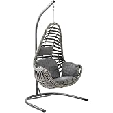 Capri Swing Milas Tekli Rattan Bah&ccedil;e Balkon Salıncağı Gri