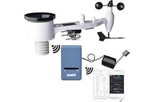 ECOWITT Stazione Meteo GW1101, sensore meteorologico Esterno 7 in 1 Alimentato a energia Solare, Gateway Wi-Fi GW1100 per Interni, Supporta Il Caricamento Sever App 868 MHz