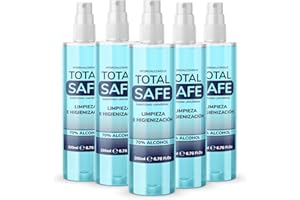 MLG SISTEMA 360 Total Safe – Pack 5 x 200ml Solucion Hidroalcohólica con 70% de Alcohol sin aclarado | Higienizante de Manos