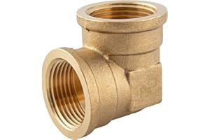 konst-install Angolo in ottone 3/8" (Ø 15 mm) filettatura interna, arco in ottone 2 x ig, raccordo filettato, raccordo in ottone, adatto per riscaldamento impianto di acqua potabile, angolo 90 gradi
