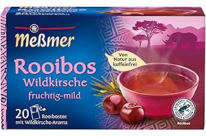 ‎MEßMER Meßmer Rooibos Wildkirsche Tee | aromatisiert | 20 Teebeutel | Vegan | Glutenfrei | Laktosefrei | Von Natur aus koffeinfrei