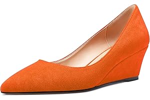 Aachcol Mujer cuña Esparto Pumps Medio Heel Puntiaguada Punta Slip-on Dress Zapatos de Boda Fiesta 5 CM