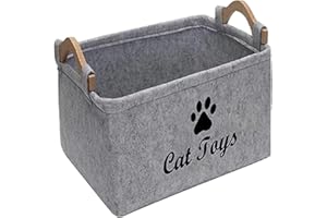 Tbczvx Cat Toy Box, Grey Felt Storage Basket for Cat Toys, 38*25*18cm Cat Toy Basket for Home Use Durable Cats Toy Basket Suitable for Organizing Pet Items and Organizing Other Items Need Stored